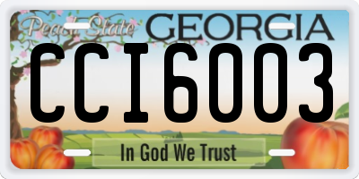 GA license plate CCI6003