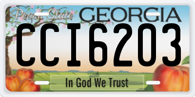 GA license plate CCI6203