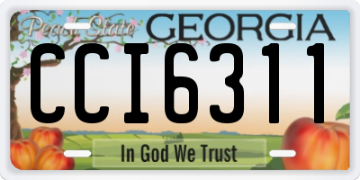 GA license plate CCI6311
