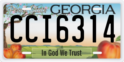 GA license plate CCI6314