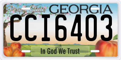 GA license plate CCI6403