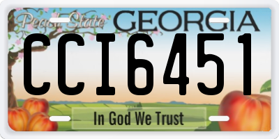 GA license plate CCI6451