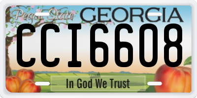 GA license plate CCI6608