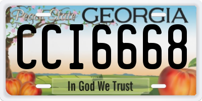 GA license plate CCI6668