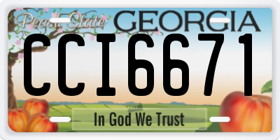 GA license plate CCI6671