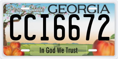 GA license plate CCI6672
