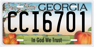 GA license plate CCI6701