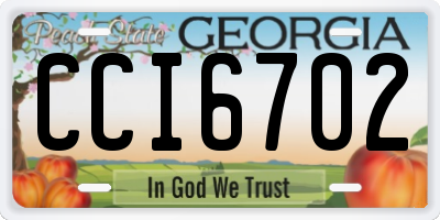 GA license plate CCI6702