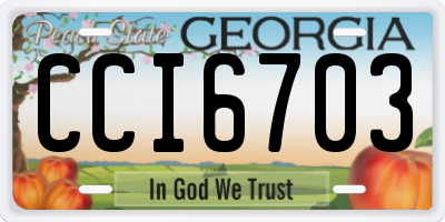GA license plate CCI6703