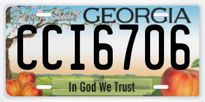 GA license plate CCI6706