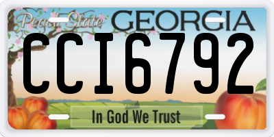 GA license plate CCI6792