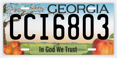 GA license plate CCI6803