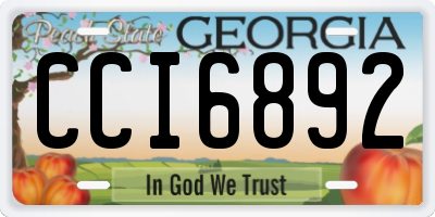 GA license plate CCI6892