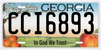 GA license plate CCI6893