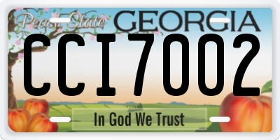 GA license plate CCI7002