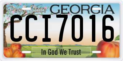 GA license plate CCI7016