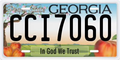GA license plate CCI7060