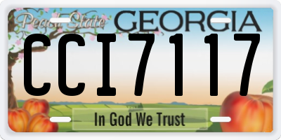 GA license plate CCI7117