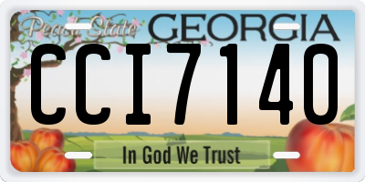 GA license plate CCI7140