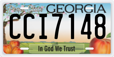 GA license plate CCI7148