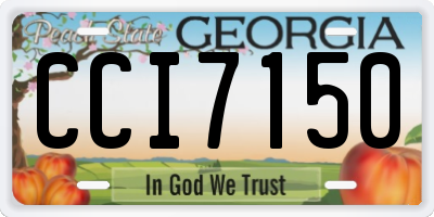 GA license plate CCI7150