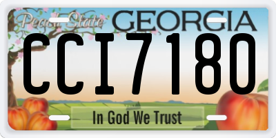 GA license plate CCI7180