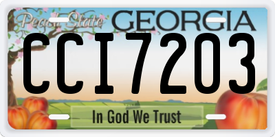 GA license plate CCI7203