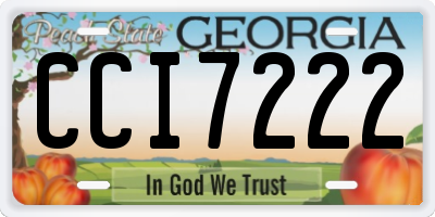 GA license plate CCI7222