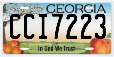 GA license plate CCI7223