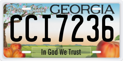 GA license plate CCI7236