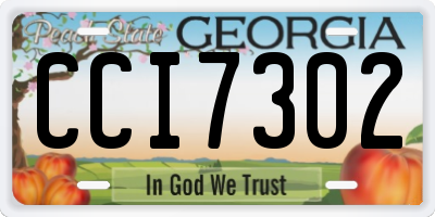 GA license plate CCI7302