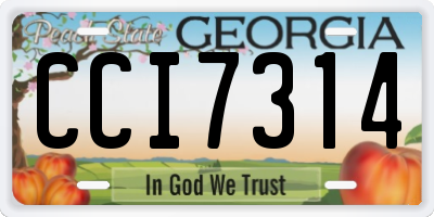 GA license plate CCI7314