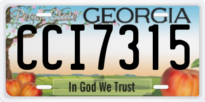 GA license plate CCI7315