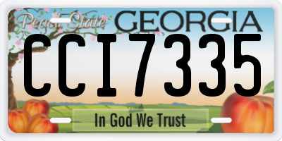 GA license plate CCI7335