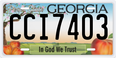 GA license plate CCI7403