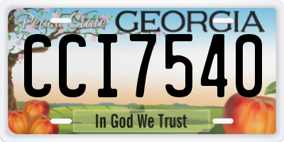 GA license plate CCI7540