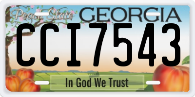 GA license plate CCI7543