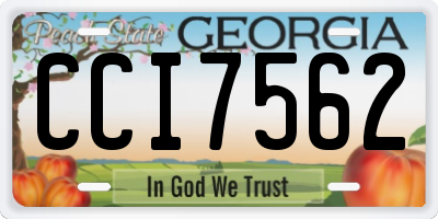 GA license plate CCI7562