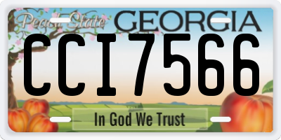 GA license plate CCI7566