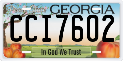 GA license plate CCI7602