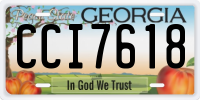 GA license plate CCI7618