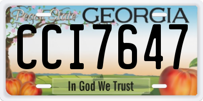 GA license plate CCI7647