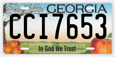 GA license plate CCI7653
