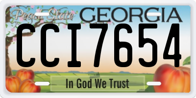 GA license plate CCI7654