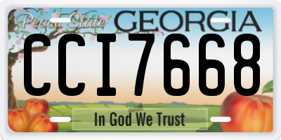 GA license plate CCI7668