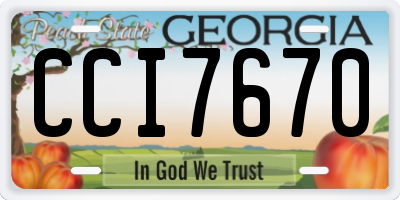 GA license plate CCI7670