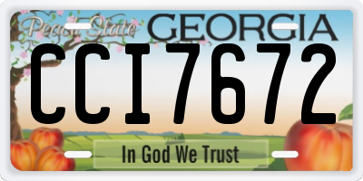 GA license plate CCI7672