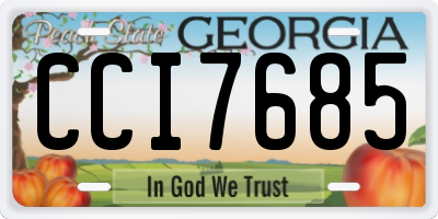 GA license plate CCI7685