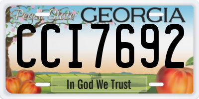 GA license plate CCI7692