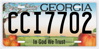 GA license plate CCI7702